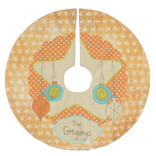 Falda Para El Árbol De Navidad De Poliéster Falda de árbol personalizada con puntos naranjas y