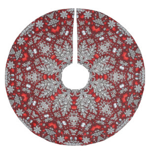 Falda Para El Árbol De Navidad De Poliéster Falda de árbol rojo decorativo