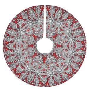 Falda Para El Árbol De Navidad De Poliéster Falda de árbol rojo decorativo
