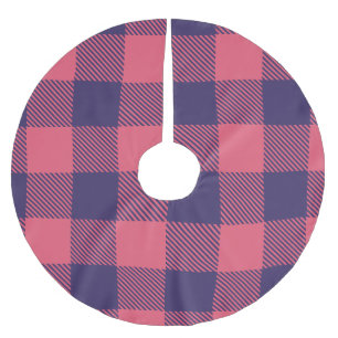 Falda Para El Árbol De Navidad De Poliéster Falda de árbol Rosa fucsia Magenta Plaid de Búfalo