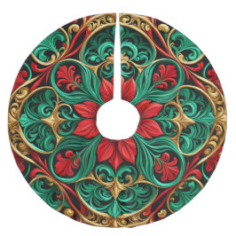 Falda Para El Árbol De Navidad De Poliéster Falda decorativa de árbol de vacaciones verde rojo