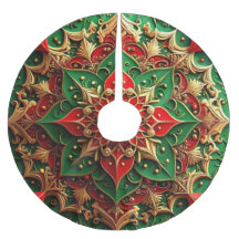 Falda decorativa para árbol roja dorada verde
