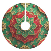 Falda decorativa para árbol roja dorada verde