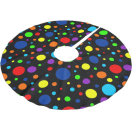 Falda Para El Árbol De Navidad De Poliéster Falda del árbol de los puntos del arcoiris negro