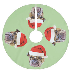 Falda Para El Árbol De Navidad De Poliéster Falda del árbol del bulldog del navidad