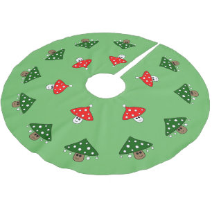 Falda Para El Árbol De Navidad De Poliéster Falda festiva verde del árbol de las setas