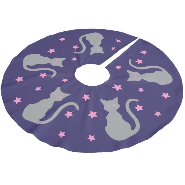 Falda Para El Árbol De Navidad De Poliéster Falda gris del árbol del gato (Angular)