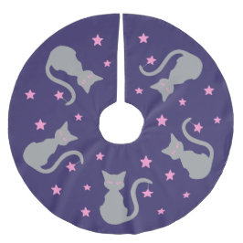 Falda Para El Árbol De Navidad De Poliéster Falda gris del árbol del gato