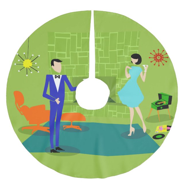 Falda Para El Árbol De Navidad De Poliéster Falda moderna del árbol de navidad de los pares de (Anverso)