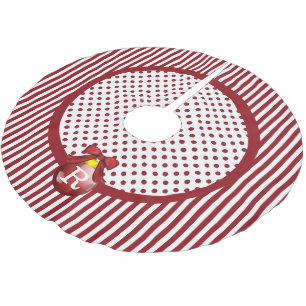 Falda Para El Árbol De Navidad De Poliéster Falda monogramada de árbol de Navidad rojo y blan