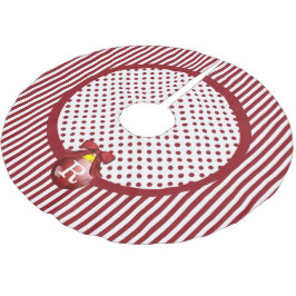 Falda Para El Árbol De Navidad De Poliéster Falda monogramada de árbol de Navidad rojo y blanc