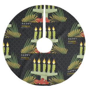 Falda Para El Árbol De Navidad De Poliéster falda negra de árbol de navidad feliz kwanzaa