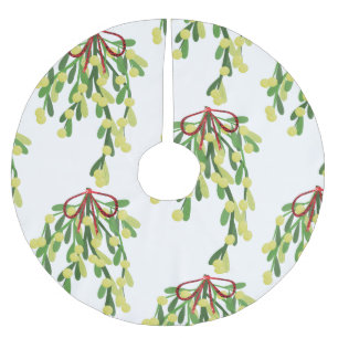 Falda Para El Árbol De Navidad De Poliéster falda roja de árbol mistletoe de navidad