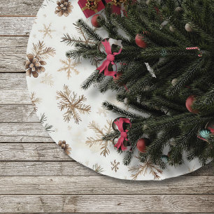 Falda Para El Árbol De Navidad De Poliéster Falda rústica vintage de árbol de Navidad, conos d