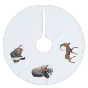 Falda Para El Árbol De Navidad De Poliéster Falda w/seal del árbol, oso y alces