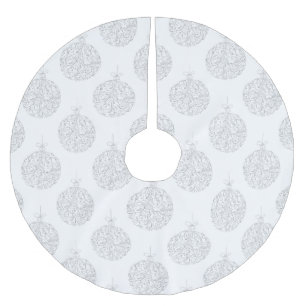 Falda Para El Árbol De Navidad De Poliéster Faldas para árbol de Navidad - Bolas de plata