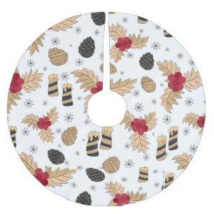 Falda Para El Árbol De Navidad De Poliéster Faldón de árbol de Navidad de piña y acebo