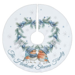 Falda Para El Árbol De Navidad De Poliéster Familia de pequeños Robin y follaje de Navidades