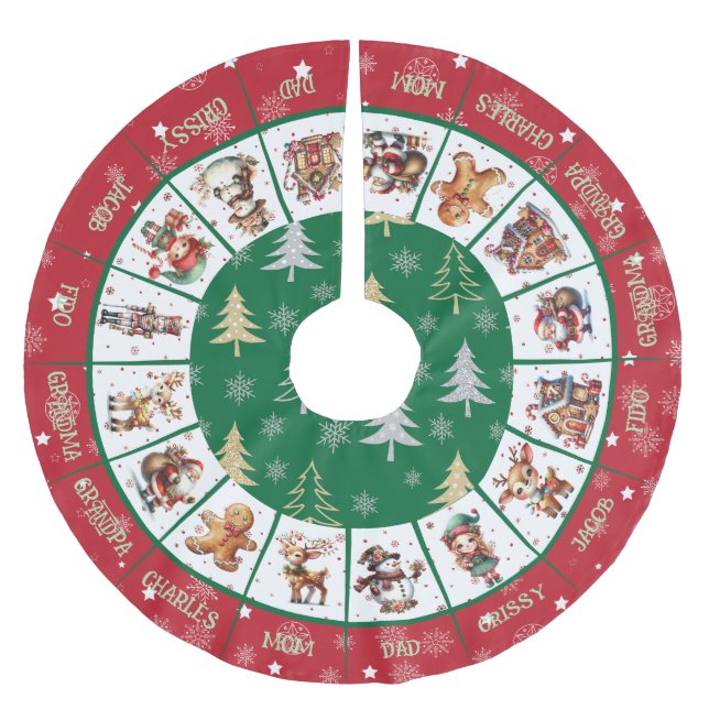 Falda Para El Árbol De Navidad De Poliéster Familia navidad (Anverso)