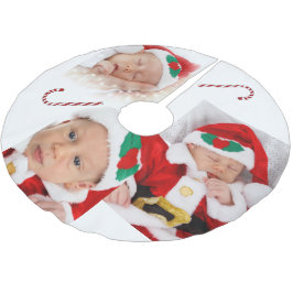 Falda Para El Árbol De Navidad De Poliéster Familia personalizado Fotos de bebés Navidades Can