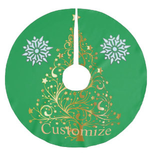 Falda Para El Árbol De Navidad De Poliéster Fancy Gold Christmas Tree Thunder_Cove