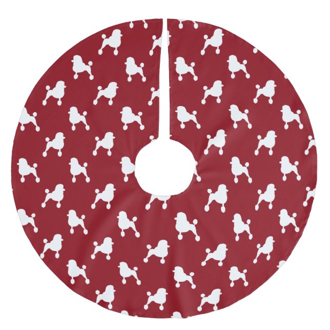 Falda Para El Árbol De Navidad De Poliéster Fancy Standard Poodle Silhouettes Pattern Red (Anverso)