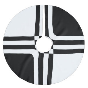 Falda Para El Árbol De Navidad De Poliéster Fantasía en blanco y negro