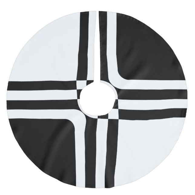 Falda Para El Árbol De Navidad De Poliéster Fantasía en blanco y negro (Anverso)