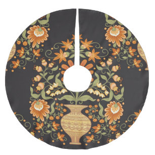 Falda Para El Árbol De Navidad De Poliéster Fantasía mogol: Opulencia floral retro