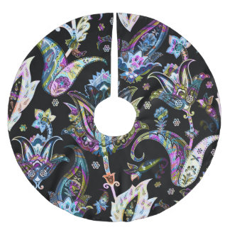 Falda Para El Árbol De Navidad De Poliéster Fantasy Floral Paisley: Ornamento sin foco
