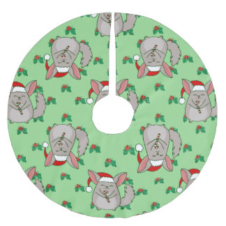 Falda Para El Árbol De Navidad De Poliéster fea navidad Chinchilla papá noel acebo