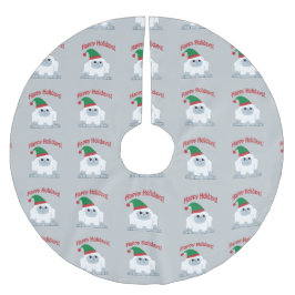 Falda Para El Árbol De Navidad De Poliéster ¡Felices Fiestas! Navidades Yeti
