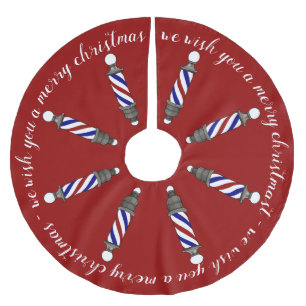 Falda Para El Árbol De Navidad De Poliéster Felices Navidad de Barberpoles que marchan