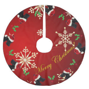 Falda Para El Árbol De Navidad De Poliéster Felices Navidad del escocés