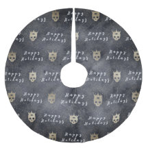 Felices vacaciones Black Skulls Tree Skirt