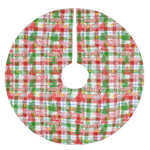 Falda Para El Árbol De Navidad De Poliéster Feliciz Navidad Plaid Tartán Decorativo