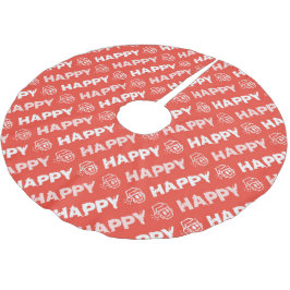 Falda Para El Árbol De Navidad De Poliéster FELIZ Funda para árbol de Navidad