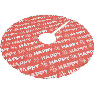 Falda Para El Árbol De Navidad De Poliéster FELIZ Funda para árbol de Navidad