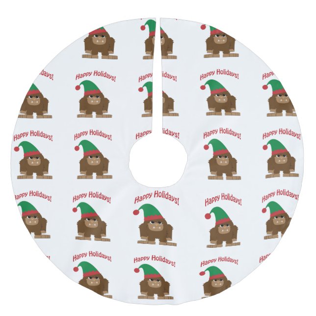 Falda Para El Árbol De Navidad De Poliéster ¡Feliz Hokidays! Navidades Bigfoot (Anverso)