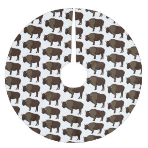 Falda Para El Árbol De Navidad De Poliéster Feliz ilustracion de búfalo de bisonte americano