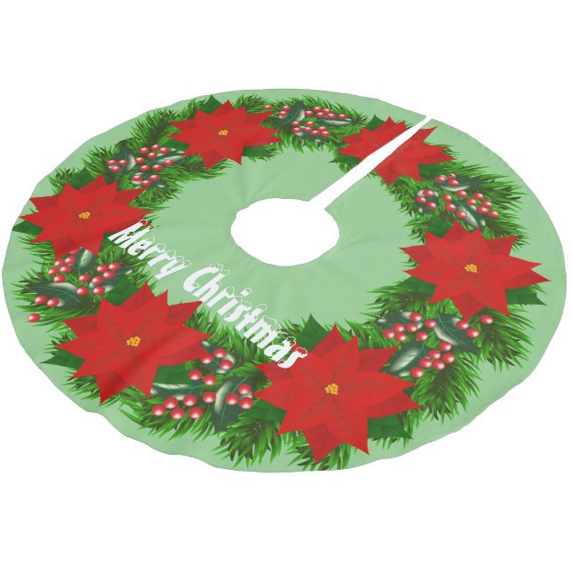 Falda Para El Árbol De Navidad De Poliéster Feliz Navidad (Angular)
