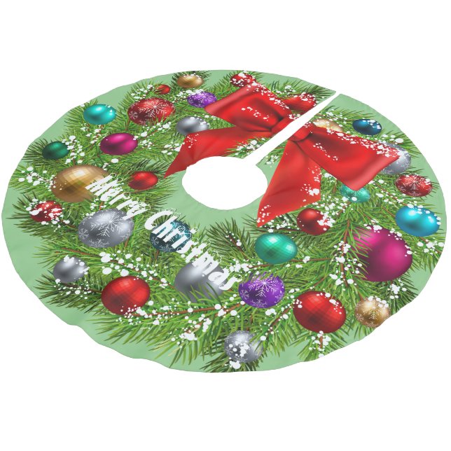 Falda Para El Árbol De Navidad De Poliéster Feliz Navidad (Angular)
