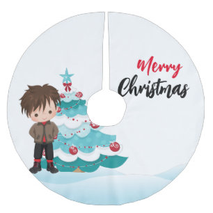 Falda Para El Árbol De Navidad De Poliéster Feliz Navidad