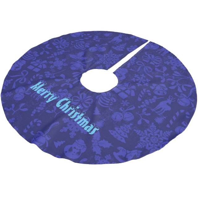 Falda Para El Árbol De Navidad De Poliéster Feliz Navidad (Angular)