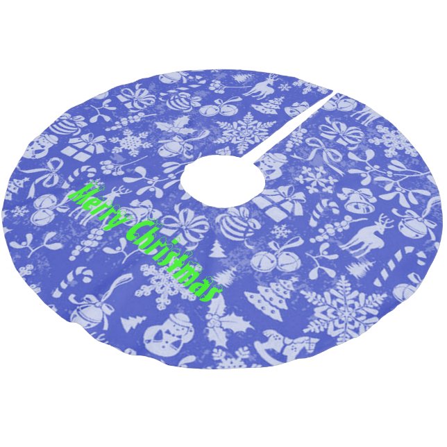 Falda Para El Árbol De Navidad De Poliéster Feliz Navidad (Angular)