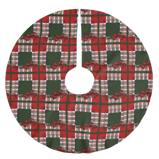 Falda Para El Árbol De Navidad De Poliéster Feliz Navidad (Anverso)