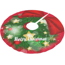 Falda Para El Árbol De Navidad De Poliéster Feliz Navidad