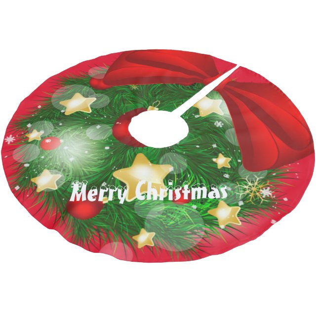 Falda Para El Árbol De Navidad De Poliéster Feliz Navidad (Angular)