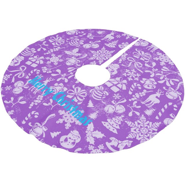 Falda Para El Árbol De Navidad De Poliéster Feliz Navidad (Angular)