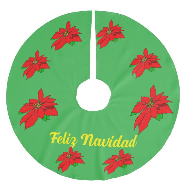 Falda Para El Árbol De Navidad De Poliéster Feliz Navidad (Anverso)